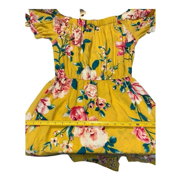 Band of Gypsies Maxi Dress Size 8 New Floral Off-Shoulder Yellow, Pink Dress - Picture 9 of 14